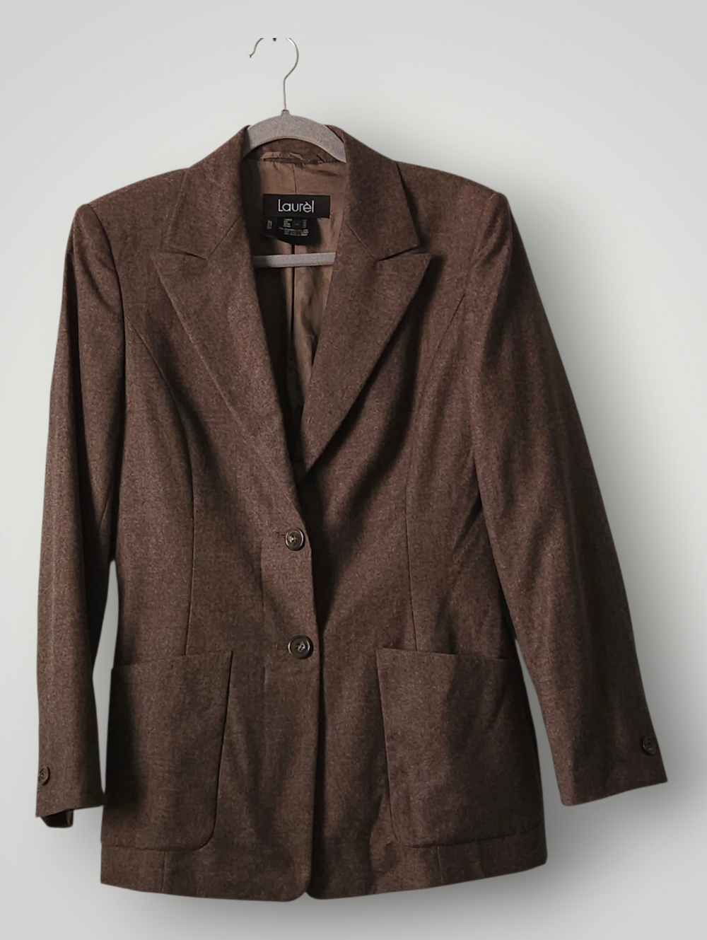 Laurèl by Escada Women's Brown Virgin Wool Blazer 38 EU / 8 US Vintage European - Picture 2 of 8